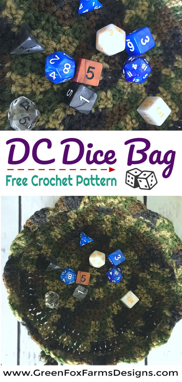 DC Dice Bag And Tray Free Crochet Pattern • Green Fox Farms Designs