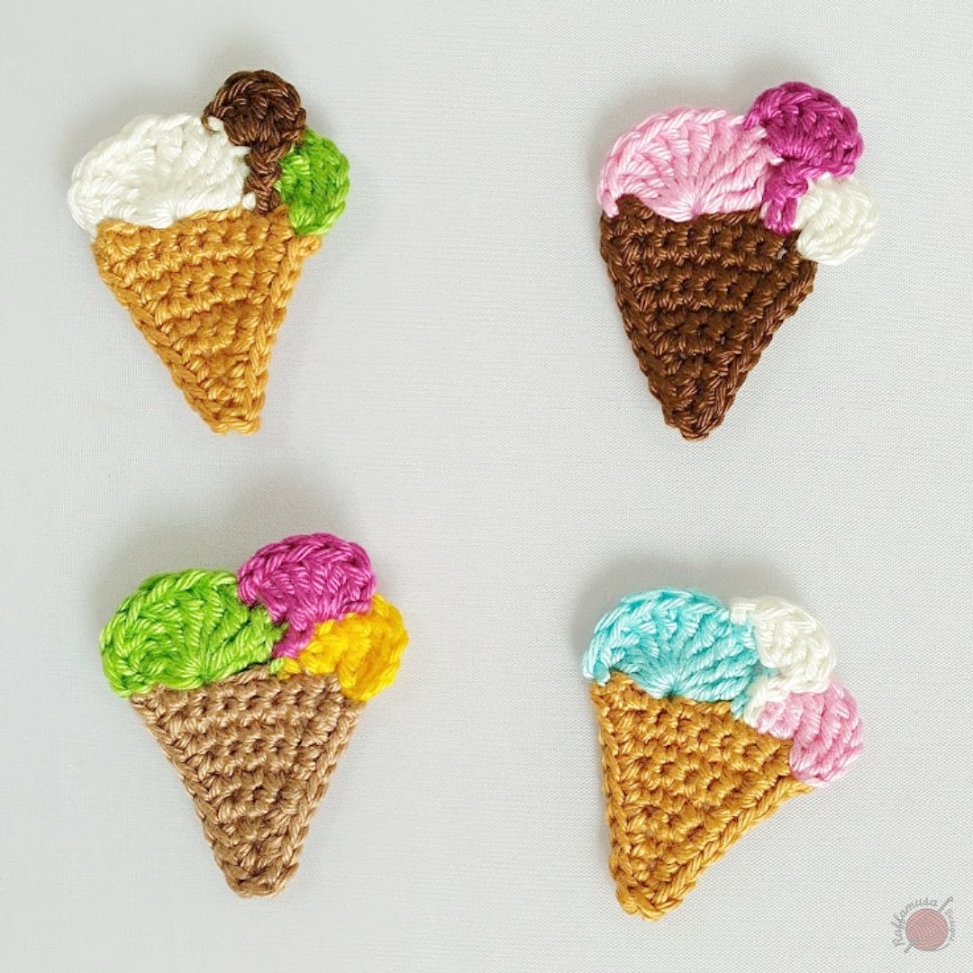 crochet Ice Cream Crochet Applique I1 RaffamusaDesigns