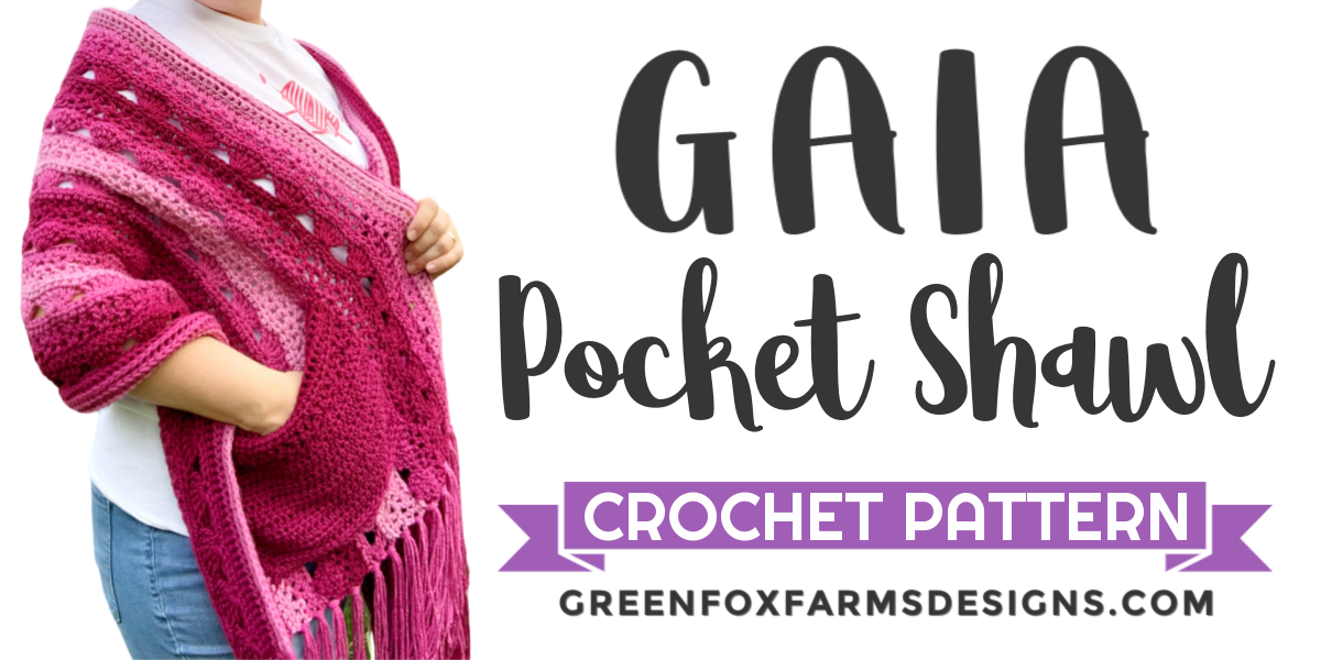 Gaia Pocket Shawl • Green Fox Farms Designs