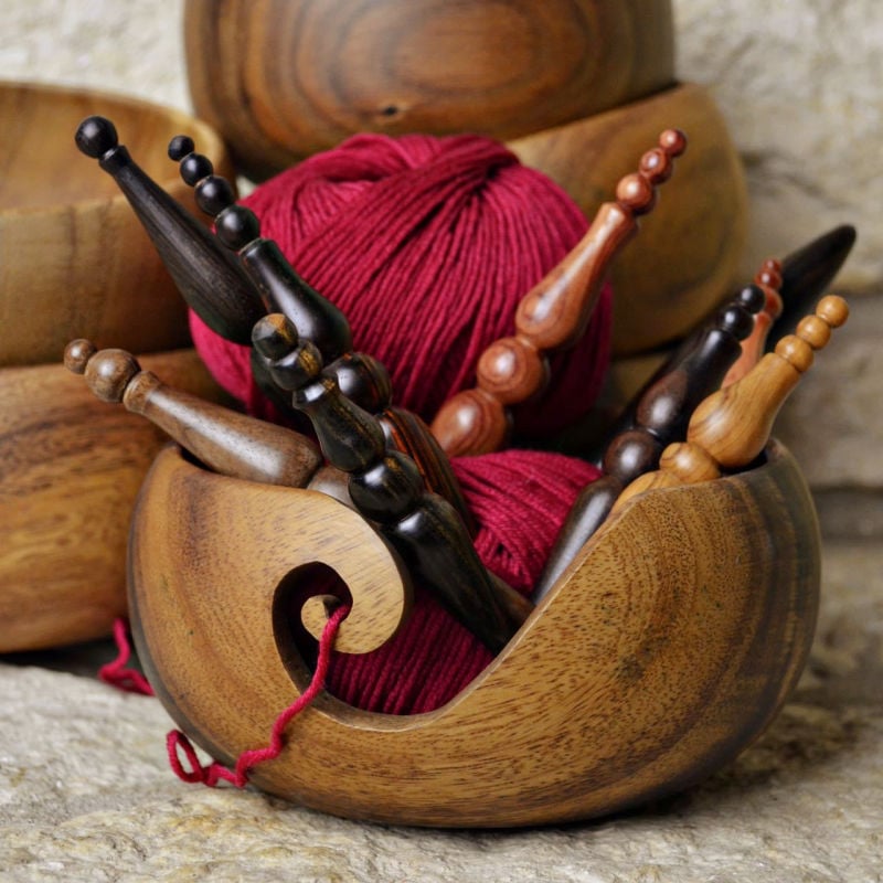 crochet furls wooden yarn bowl knitting crocheters