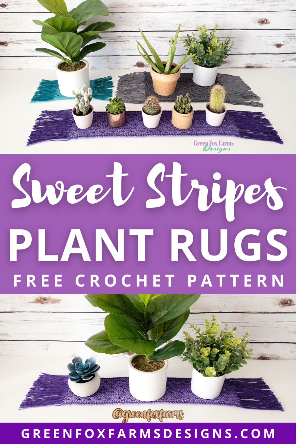 Sweet Stripes Plant Rugs Pattern • Green Fox Farms Designs