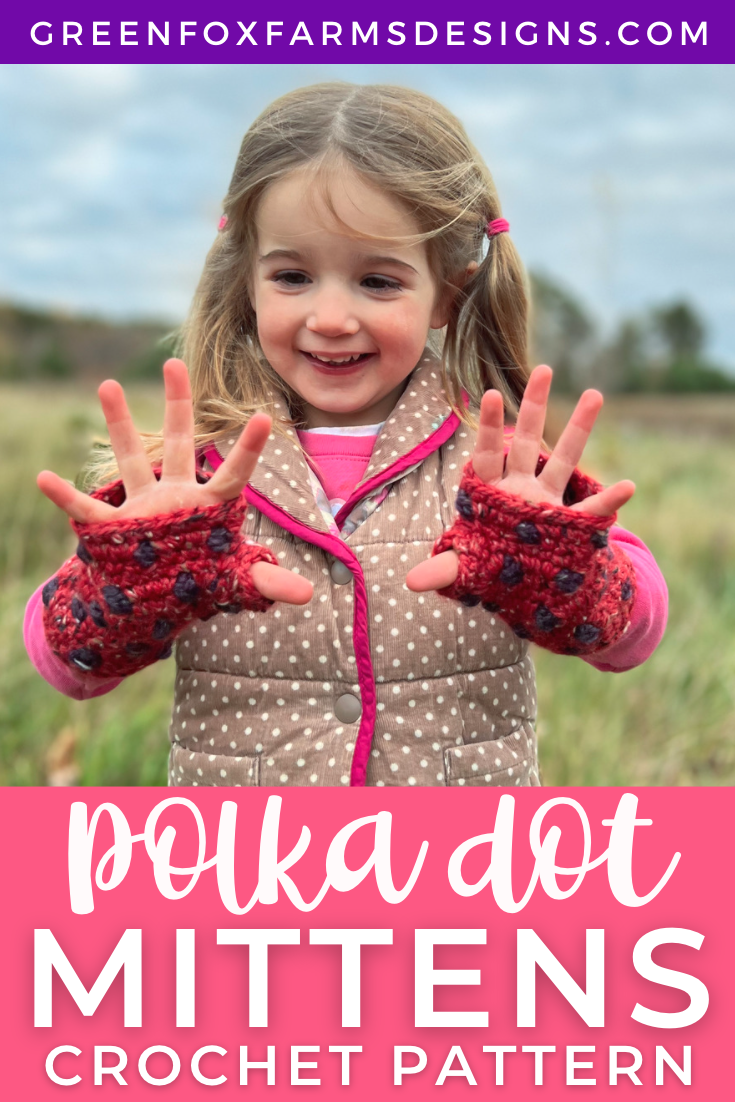 Polka Dot Fingerless Mittens • Green Fox Farms Designs