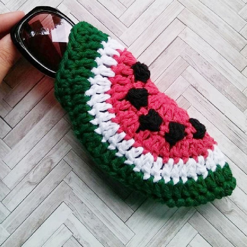 crochet watermelon sunglasses case