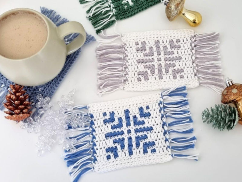 crochet snowflake mug rug