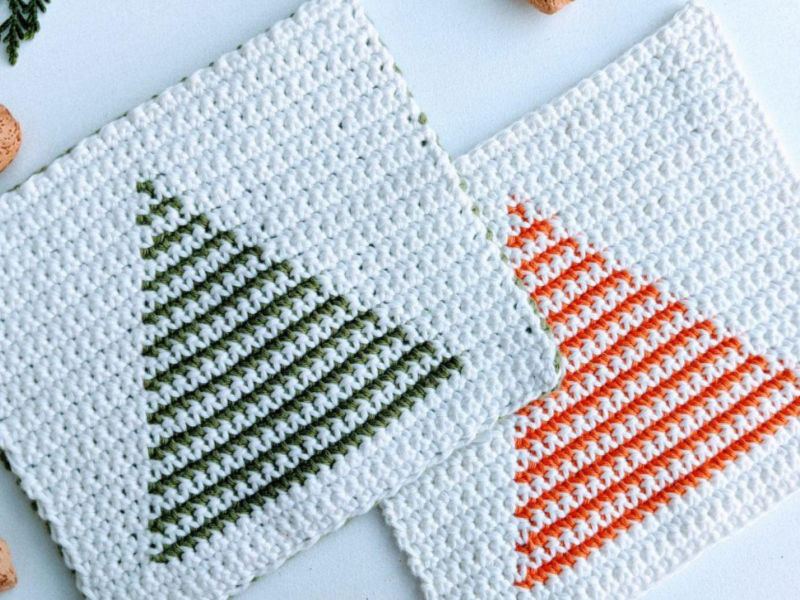 crochet xmas tree towel