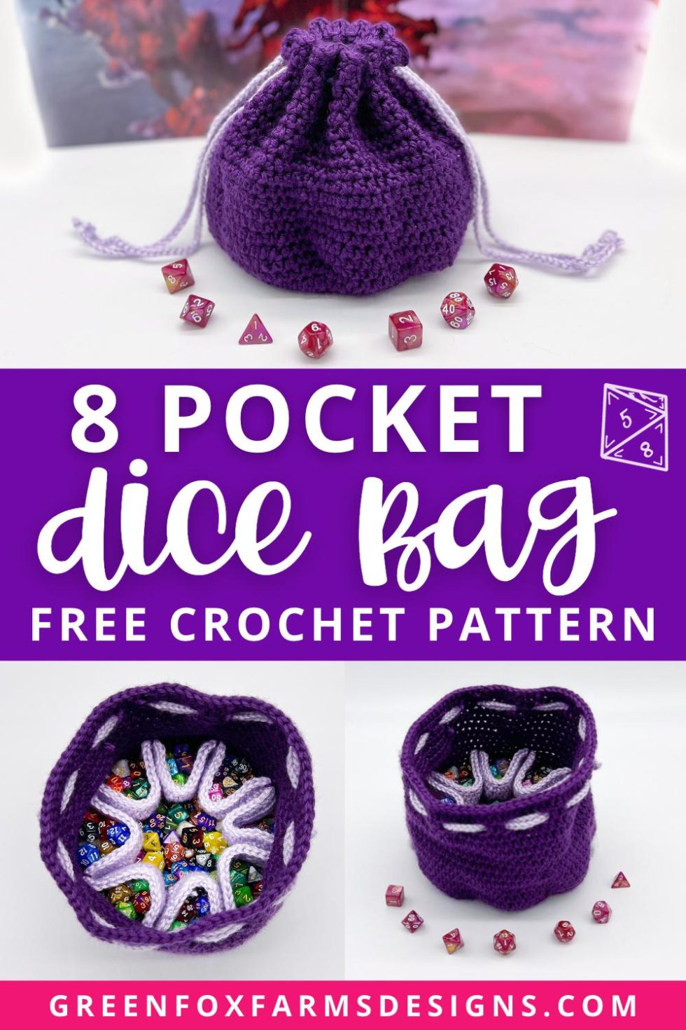 Evan's 8 Pocket Dice Bag Storage Free Crochet Pattern