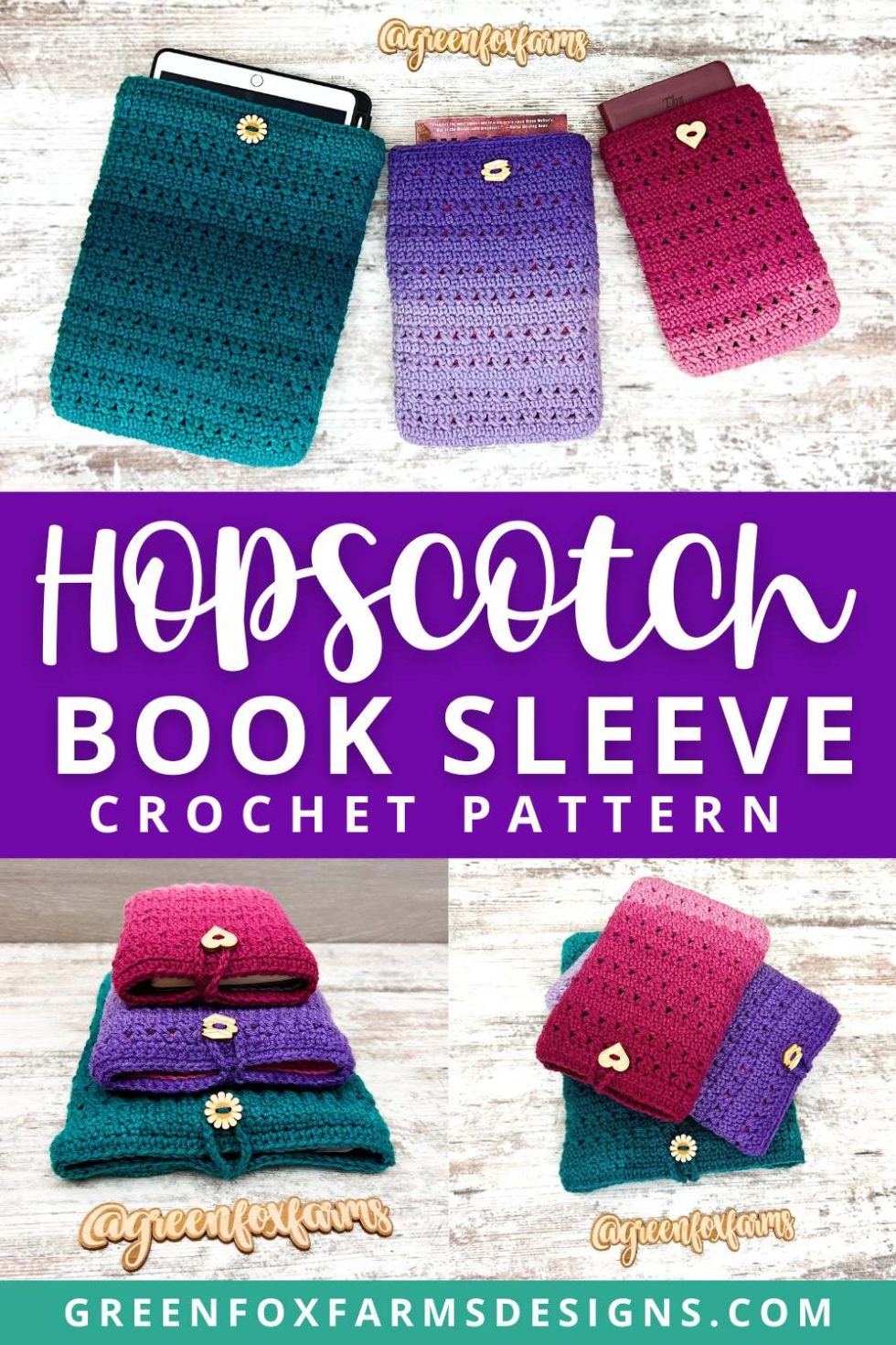 Hopscotch Tablet And Book Sleeve Crochet Pattern • Green Fox Farms Designs