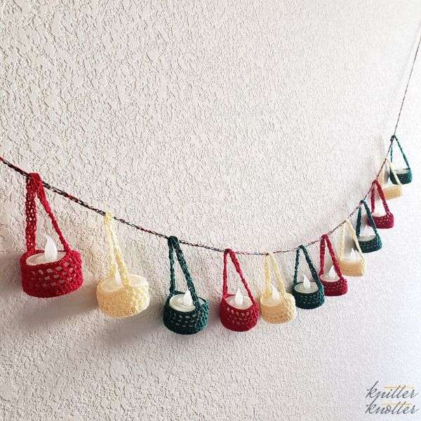 Tealight Holiday Garland crochet Pattern by Knitter KNotter