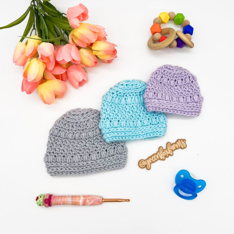 Labyrinth Lullaby Preemie Hats Crochet Pattern by Green Fox Farms Designs © 2024 web