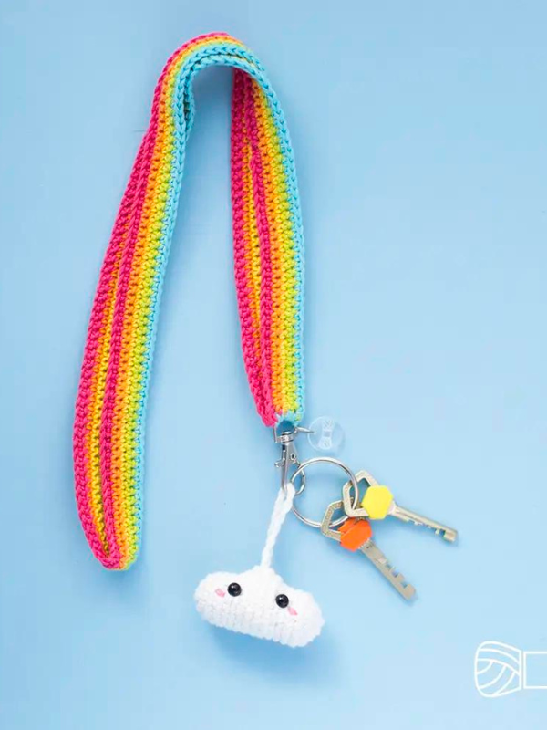 Rainbow Lanyard and Cloud Design by Garn Knuten