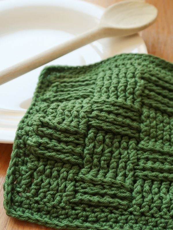 Basketweave Dishcloth by Knitting with Chopsticks