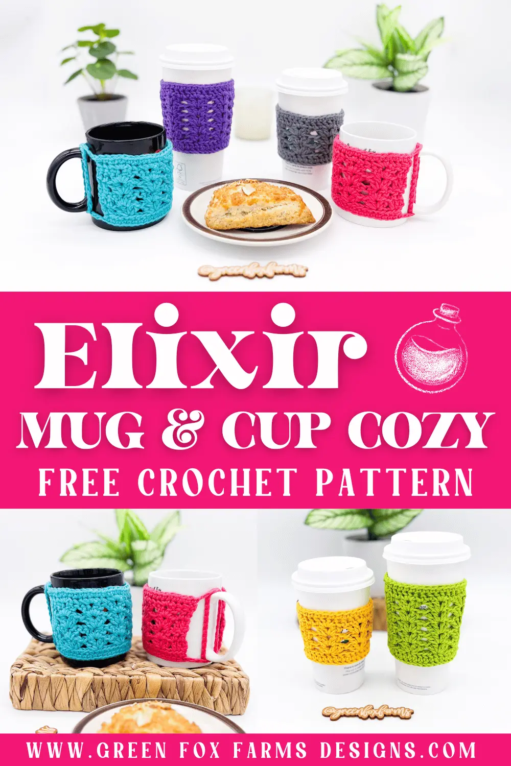 crochet Elixir Crochet Cup Cozy Pattern by Green Fox Farms Designs PIN 3