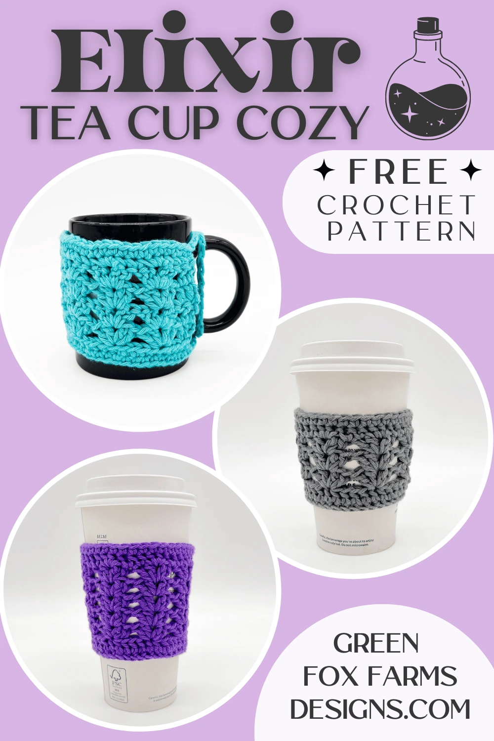 crochet Elixir Crochet Cup Cozy Pattern by Green Fox Farms Designs PIN 4