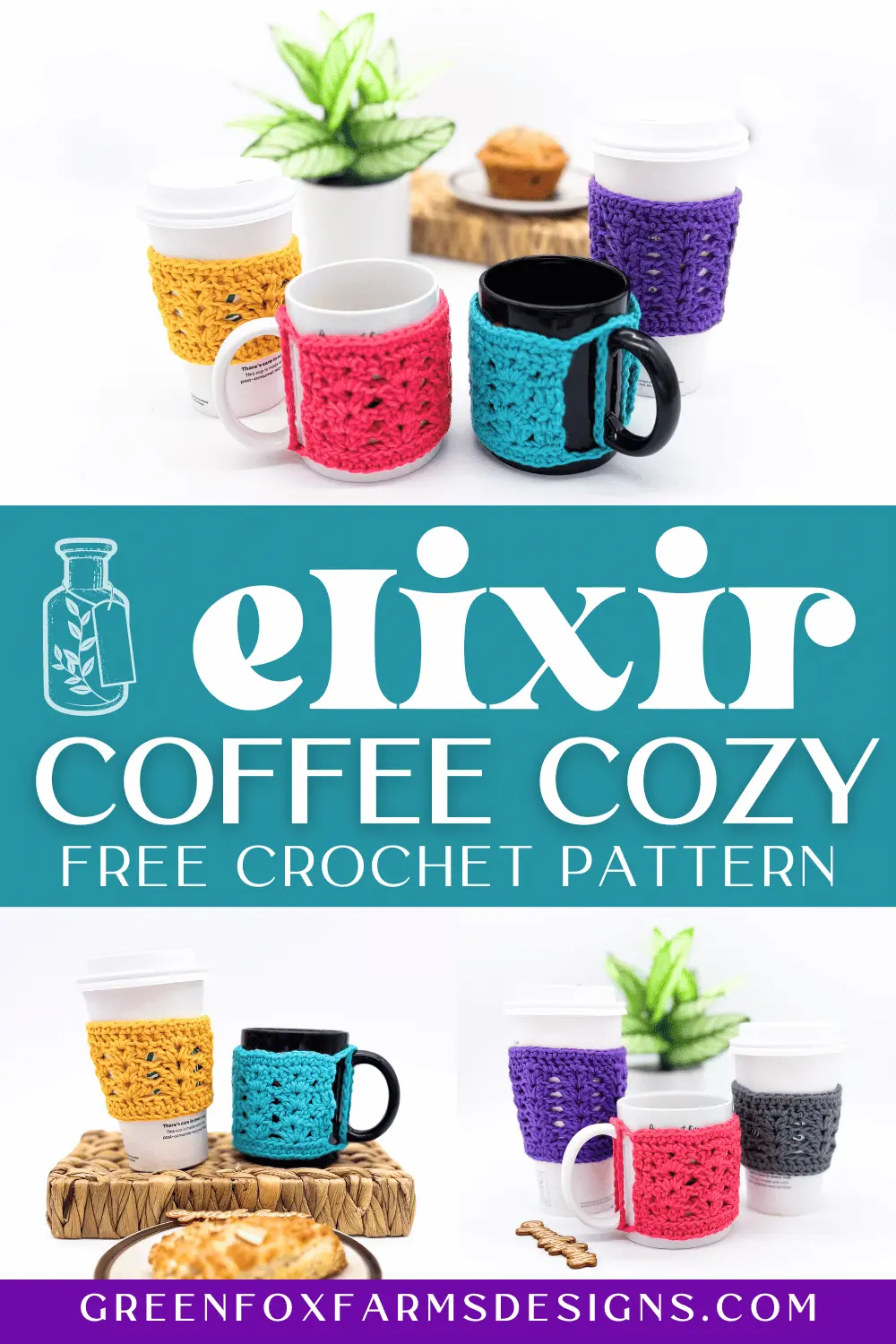 crochet Elixir Crochet Cup Cozy Pattern by Green Fox Farms Designs PIN 5