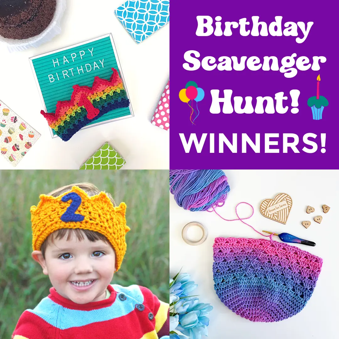 crochet birthday scavenger hunt square Winners