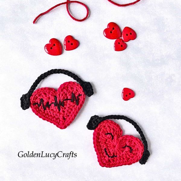 Listen To Your Heart Crochet Applique Golden Lucy Crafts