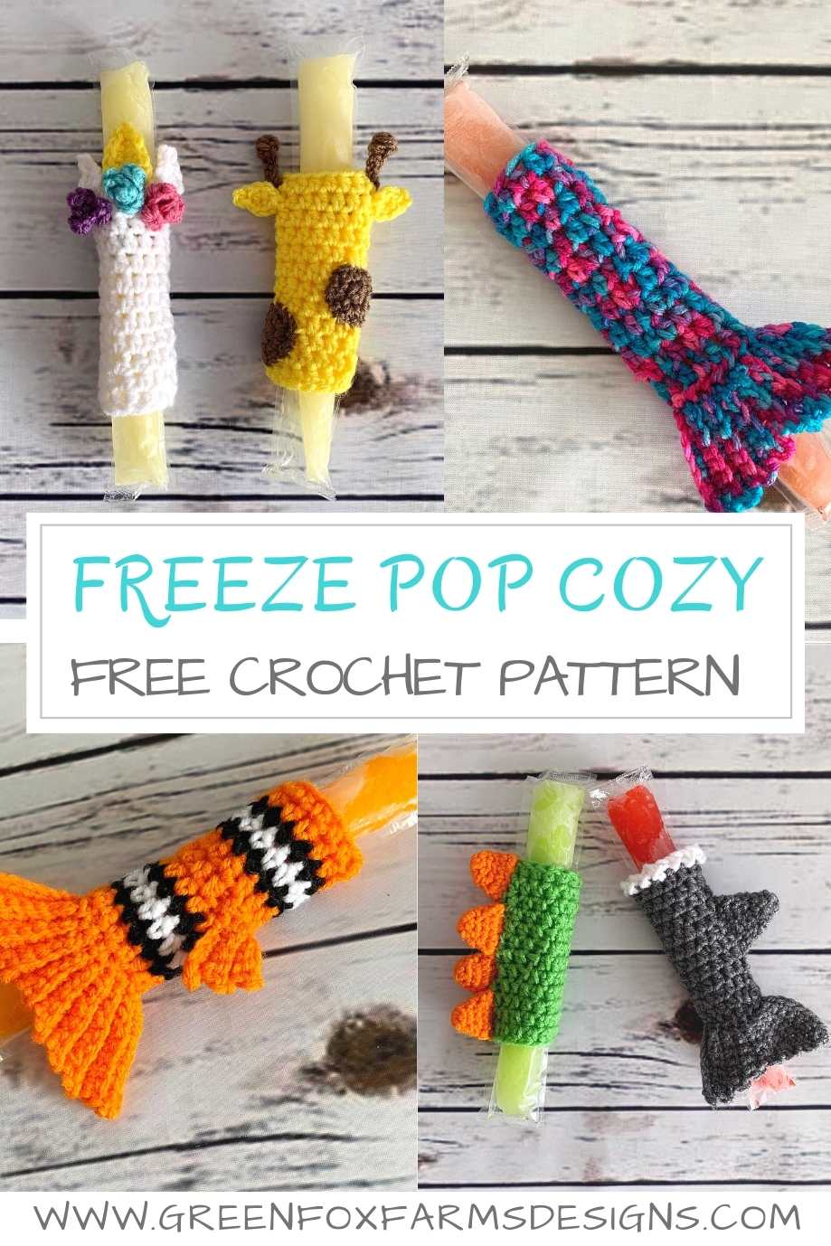 crochet FUN Freeze Pop Cozy Pattern Green fox Farms Designs pin 3