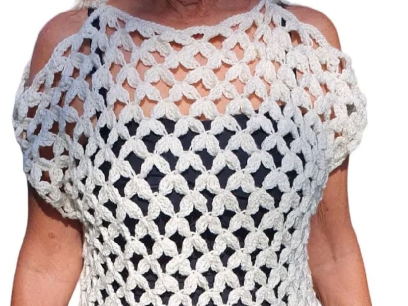 Flowers and Diamonds Crochet Summer Cover Up Top Free Pattern by Toyslab Creations