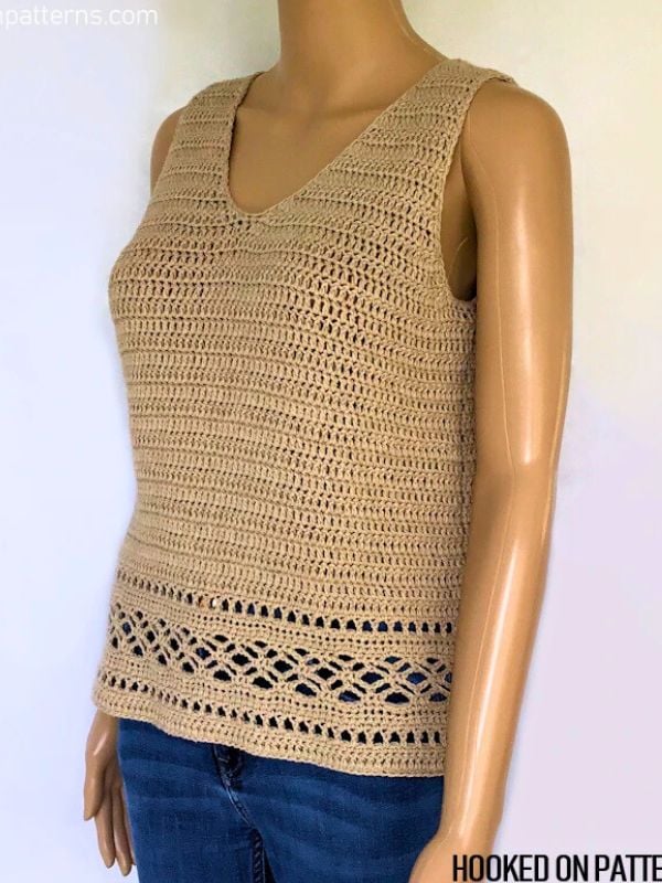 Free Crochet Callie Vest Tank Top Pattern by Hooked on Patterns.webp
