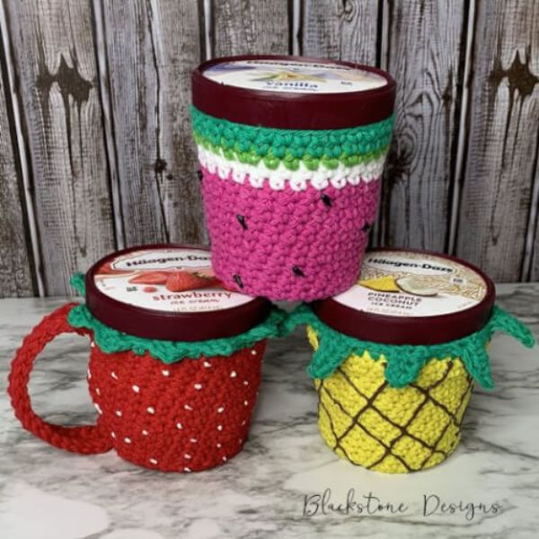 Fruity Ice Cream Cozies free Crochet Pattern by Blackstone Designs