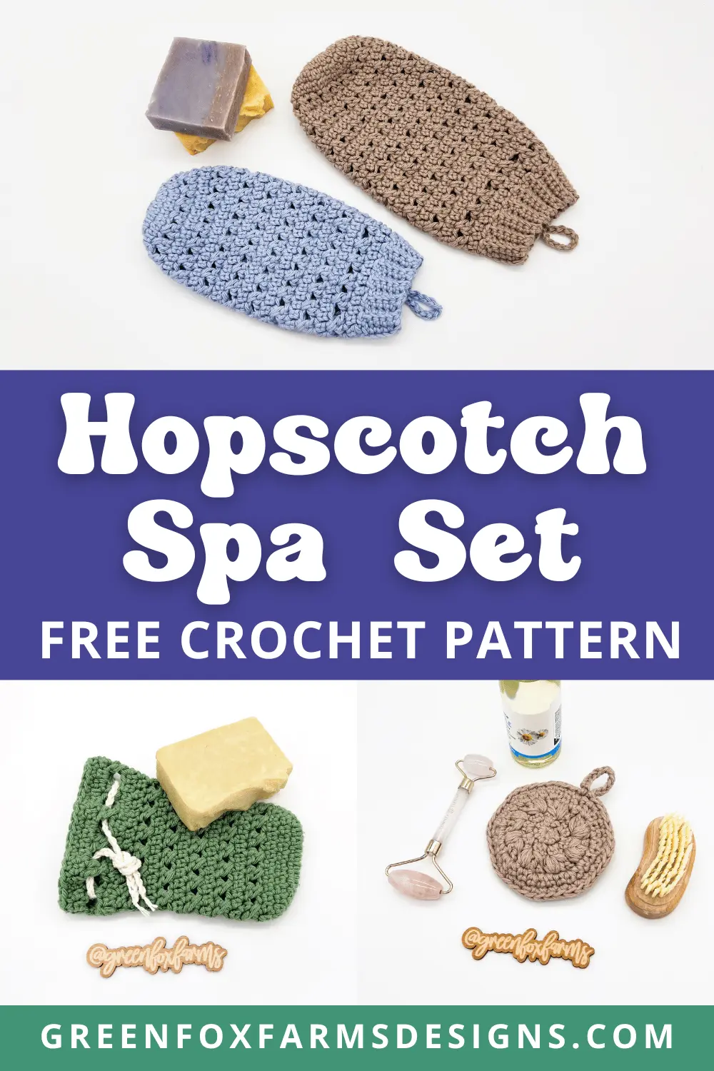 crochet Hopscotch Free Crochet Spa Set Pattern Green Fox Farms Designs PIN 1