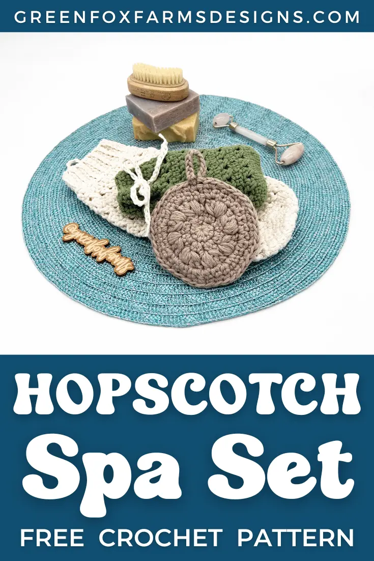 crochet Hopscotch Free Crochet Spa Set Pattern by Green Fox Farms Designs © 2024 PIN 3