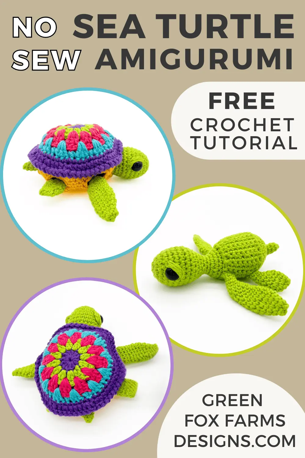 crochet Calliope No Sew Sea Turtle Crochet Pattern Green Fox Farms Designs PIN 6