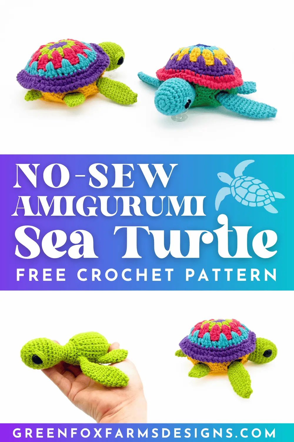 crochet Calliope No Sew Sea Turtle Crochet Pattern Green Fox Farms Designs PIN 7