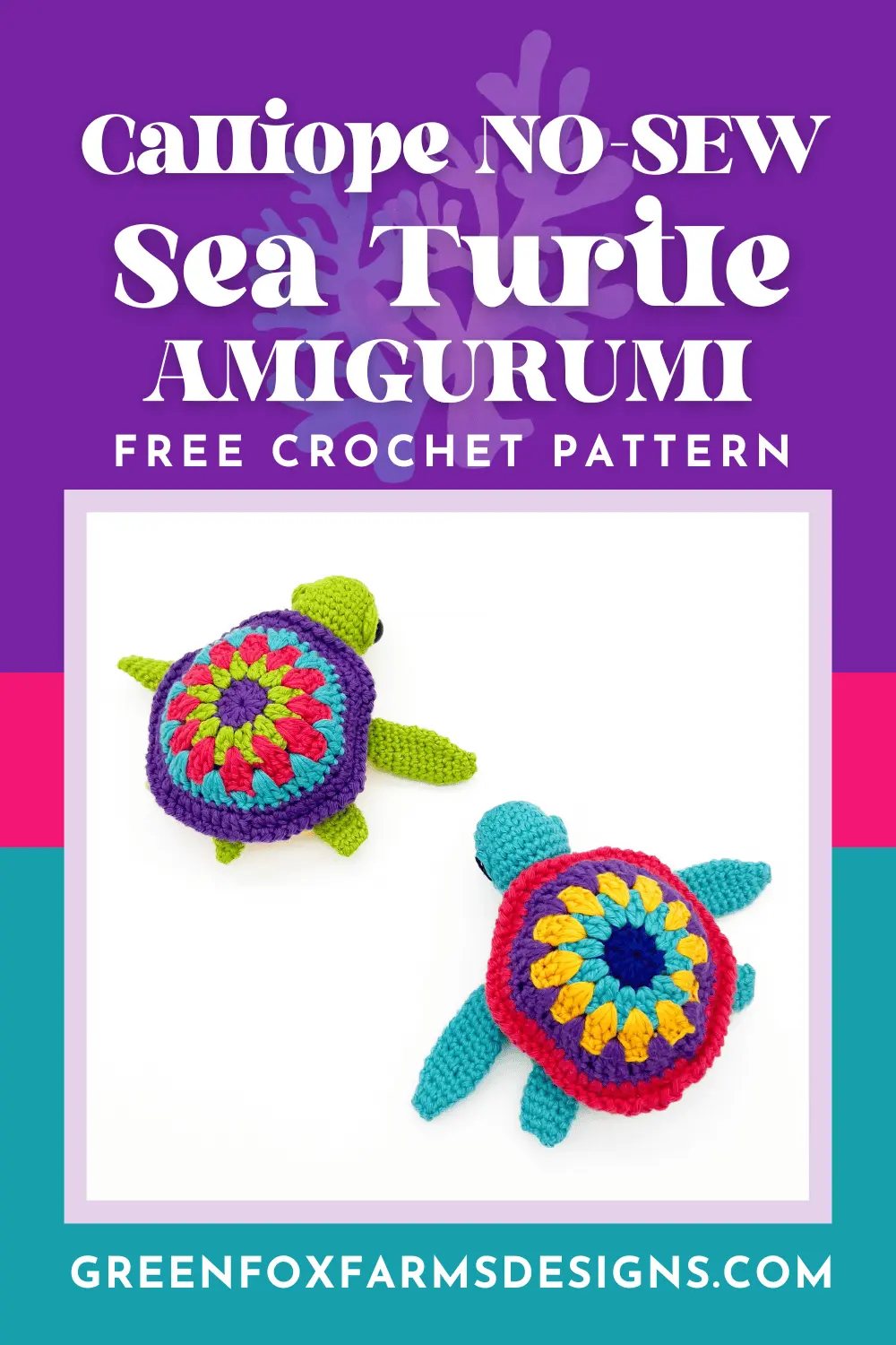 crochet Calliope No Sew Sea Turtle Crochet Pattern Green Fox Farms Designs PIN 9