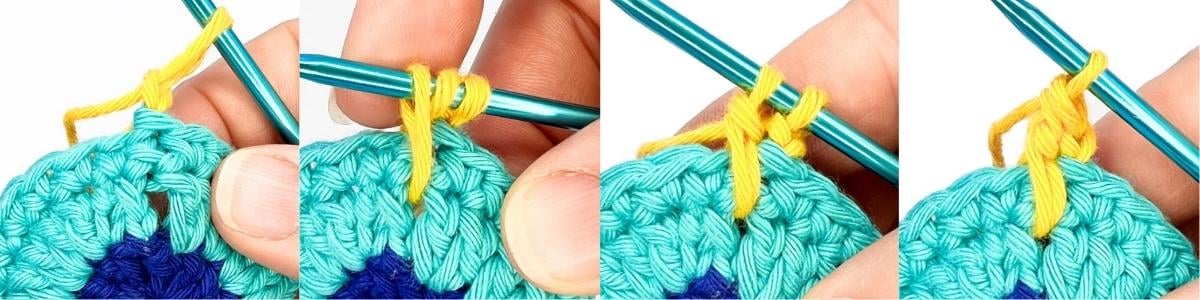crochet SPdc spike stitch double crochet tute