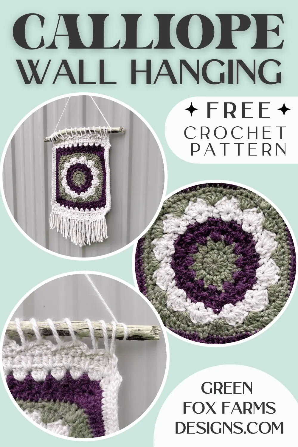 crochet Calliope Crochet Mandala Wall Hanging Free Pattern by Green Fox Farms Designs PIN 1