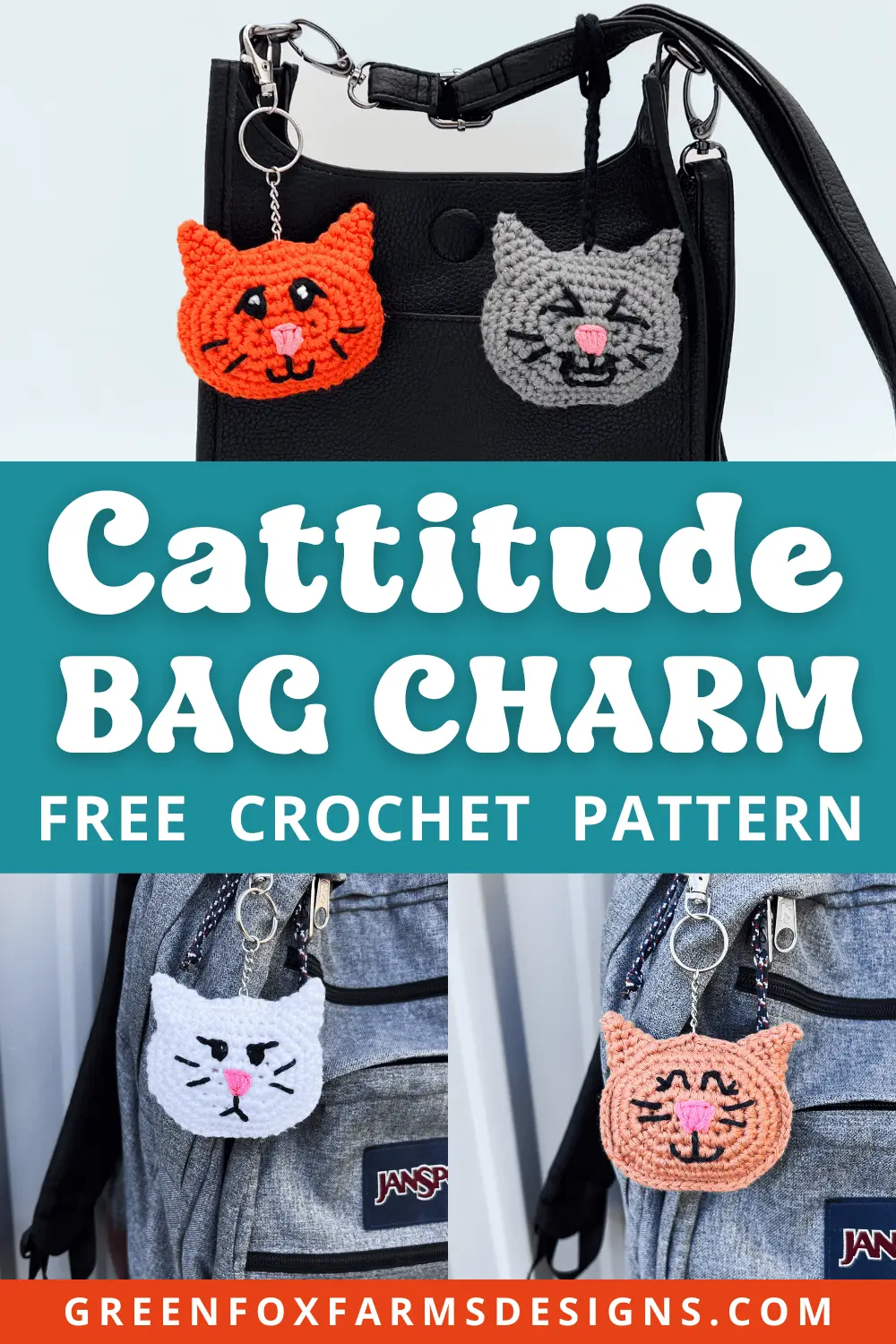 Cattitude Free Purse Charm Crochet Pattern - Green Fox Farms Designs - PIN 1 crochet Cattitude Free Purse Charm Crochet Pattern Green Fox Farms Designs PIN 1
