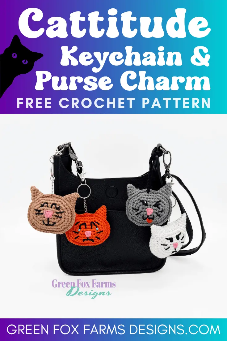 crochet Cattitude Free Purse Charm Crochet Pattern Green Fox Farms Designs PIN 5