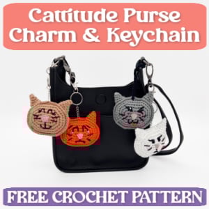crochet Cattitude bag charm TN