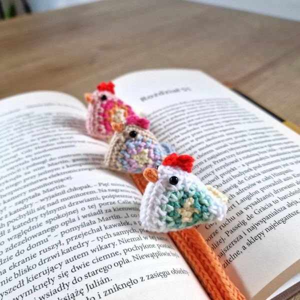 Crochet Colorful Chicken Bookmark Pattern etsy
