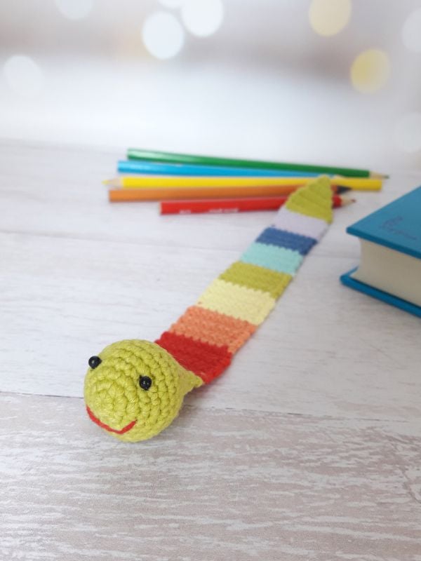 Crochet Rainbow Bookworm Bookmark Pattern etsy