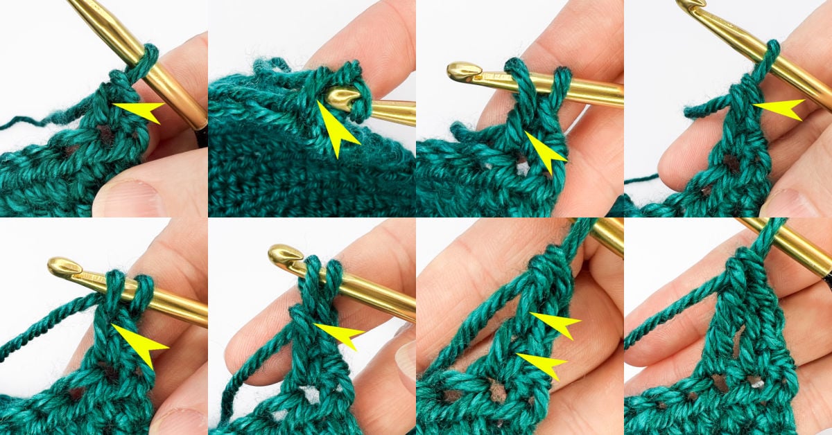 crochet stacked treble crochet st tr tute c web