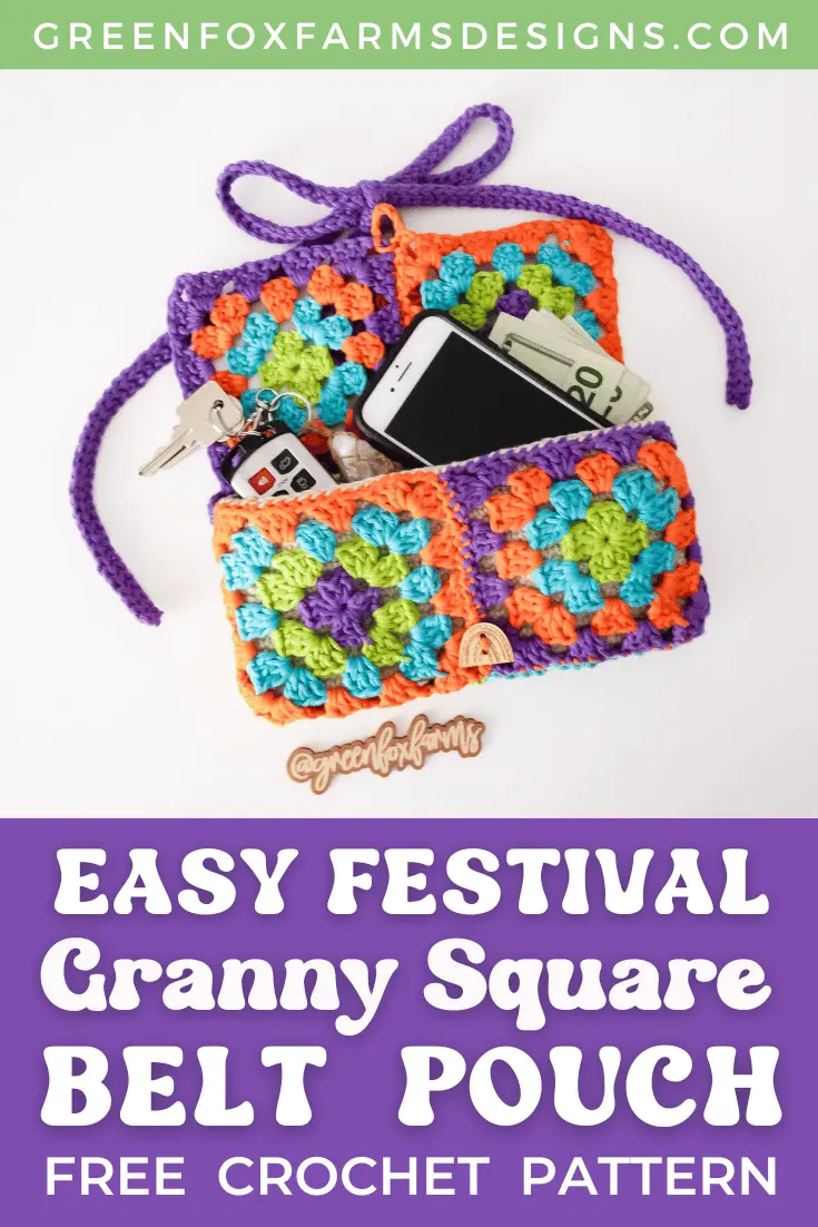 crochet Festival Belt Bag Granny Square Crochet Pattern Green Fox Farms Designs PIN 4