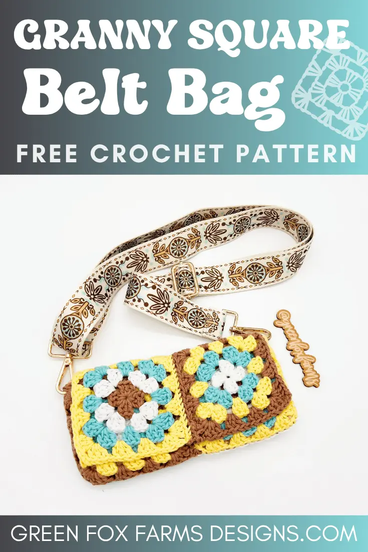Sweet Stripes Friendship Square Crochet Pattern image with colorful crocheted afghan squares in purple, blue, coral, and mint green by www.greenfoxfarmsdesigns.com