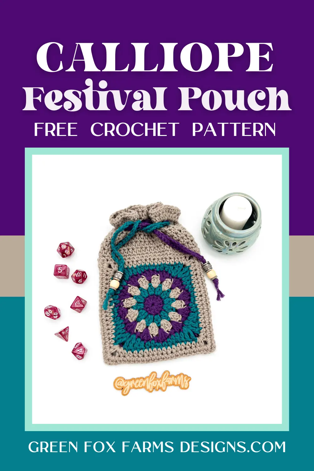 crochet Free Calliope Crochet Crossbody and Drawstring Pouch Pattern Green Fox Farms Designs PIN 4