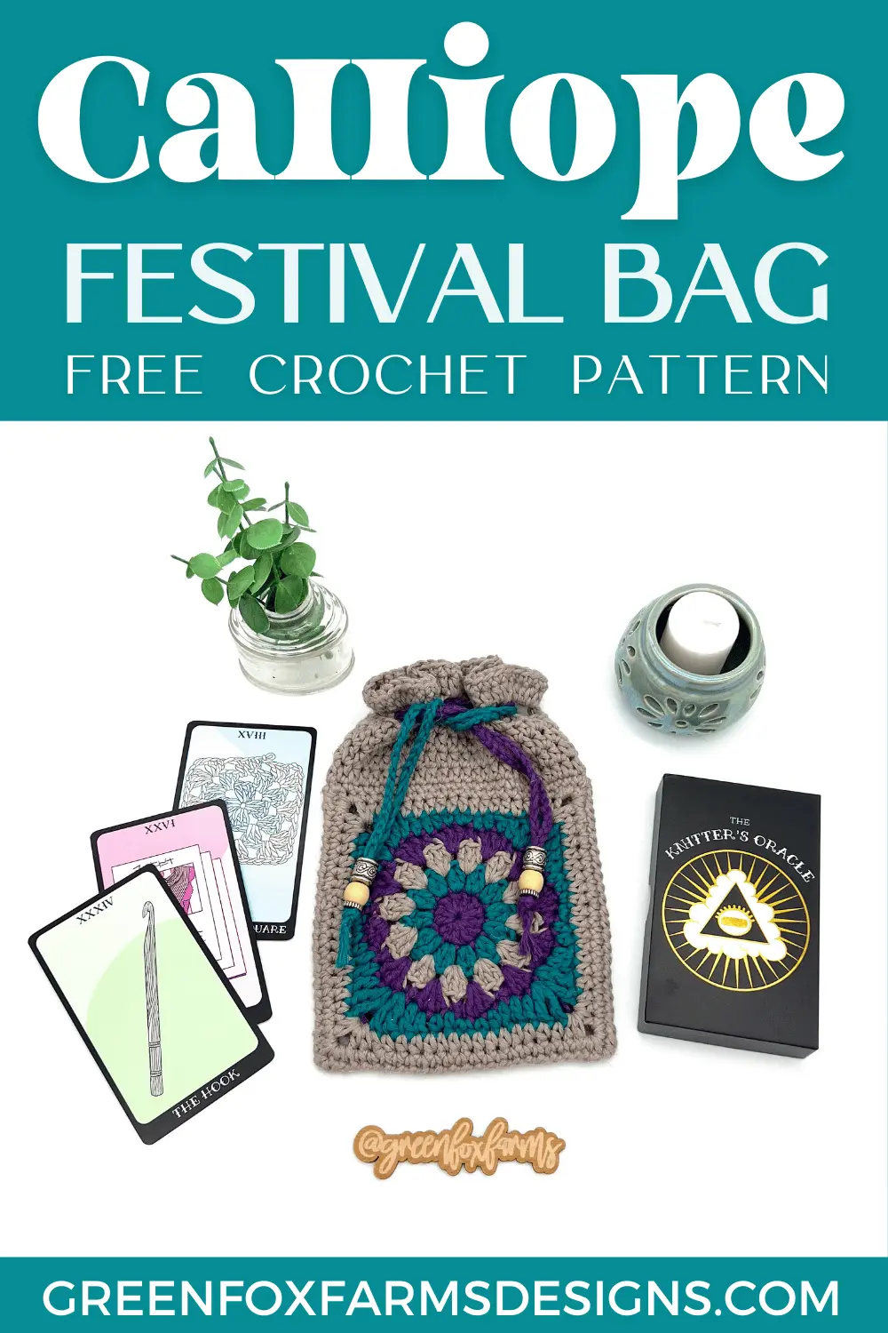 crochet Free Calliope Crochet Crossbody and Drawstring Pouch Pattern Green Fox Farms Designs PIN 8