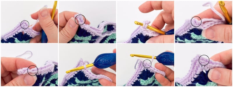 crochet calli granny invisible join tute