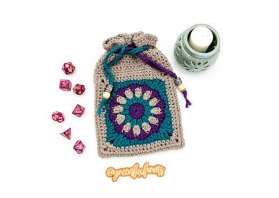 Calliope Festival Pouch Easy Dice Bag Free Crochet Pattern