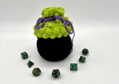 easy cauldron crochet dice bag pattern free halloween