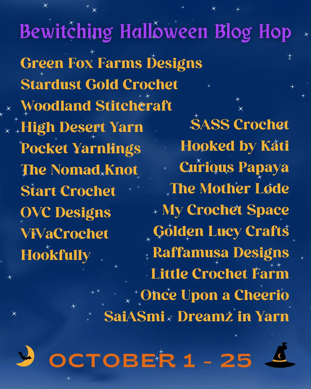 Fathers Day Crochet patterns blog hop list of designers and dates