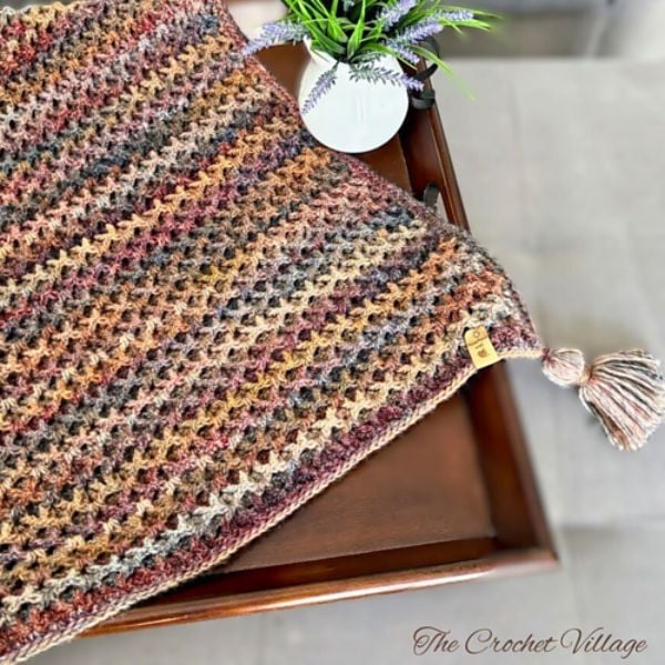 Chestnut Throw Blanket Free Crochet Pattern by the Crochet Village