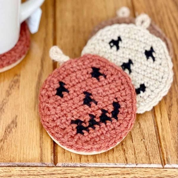 Crochet Jack-O-Lantern Coasters Free Crochet Pattern
