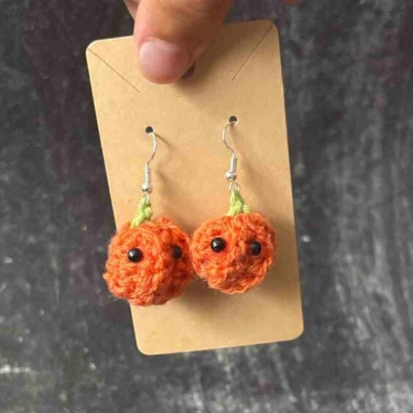 Easy Crochet Pumpkin Earrings Free Pattern by Start Crochet