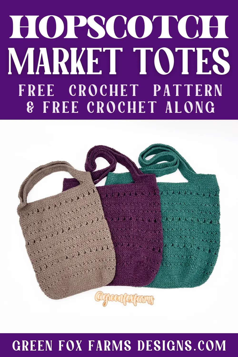crochet Hopscotch Easy Market Tote Crochet Along Free Pattern Green Fox Farms Designs PIN 2