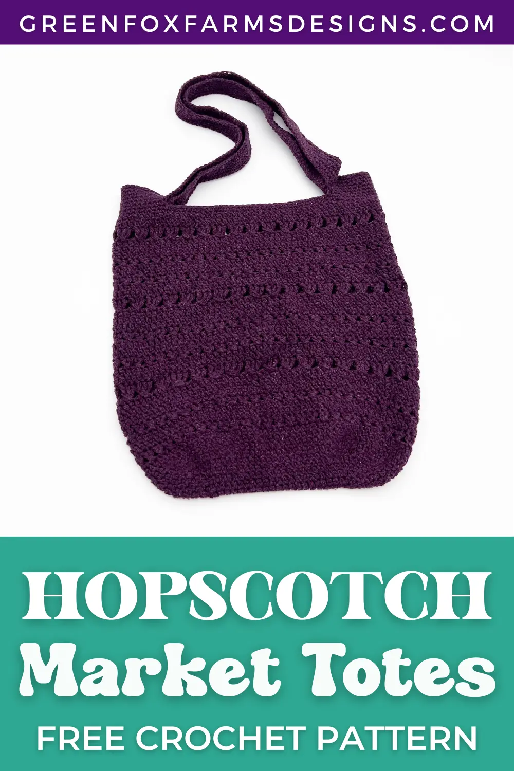 Sweet Stripes Friendship Square Crochet Pattern image with colorful crocheted afghan squares in purple, blue, coral, and mint green by www.greenfoxfarmsdesigns.com